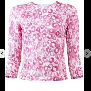Leggiadro Stretch Viscose 3/4 Sleeve Crew Neck Tee "Pink Ribbon Print" Size 2